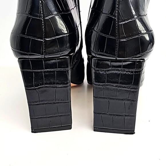 BCBGeneration Ransi Croc Pattern Boots Booties Black Zip Closure Women Size 8 - Picture 7 of 10